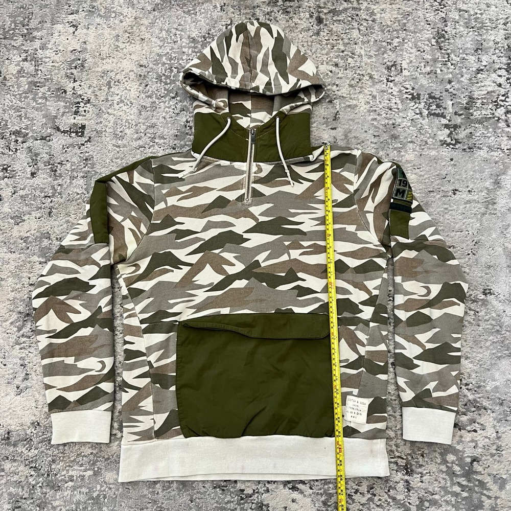 Scotch & Soda Alpine Club Men's Medium Green Dye Camo Hoodie Sweatshirt